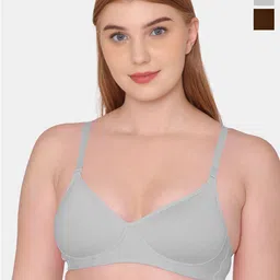 KOMLI Pack Of 2 Full Coverage Lightly Padded Seamless Cotton T-shirt Bras- All Day Comfort-picture-9