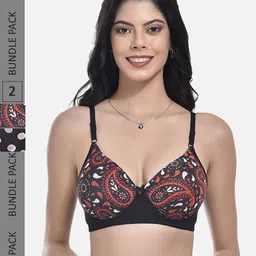 StyFun Pack Of 2 Polka Dot Full Coverage Lightly Padded Bra-0