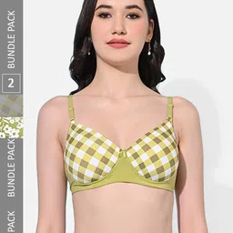 FIMS Pack Of 2 Checked Full Coverage Lightly Padded Bra With All Day Comfort-30