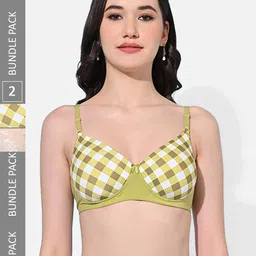 FIMS Pack Of 2 Printed Full Coverage Lightly Padded All Day Comfort Bra-49