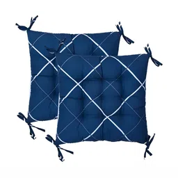 RRC 2-Pcs Blue & White Geomatric Printed Chair Pads-image-66