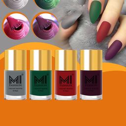 MI FASHION Set of 4 Velvet Matte Long Lasting Vegan Nail Polish - 9.9 ml each-image-94