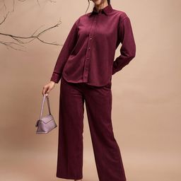 Vishudh Winter Long Sleeves Front Placket Collared Shirt With Trousers-picture-33