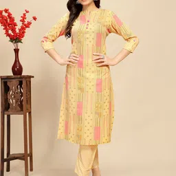 VAAZI CREATOR Women Floral Printed Regular Pure Cotton Kurta with Trousers-picture-26