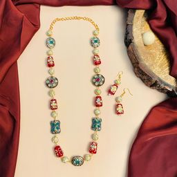 ABDESIGNS Jaipuri Stone Necklace and Earrings Jewellery Set-image-27