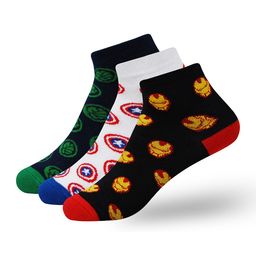 Balenzia x Marvel Boys Pack Of 3 Marvel Patterned Above Ankle-Length Cotton Socks-16