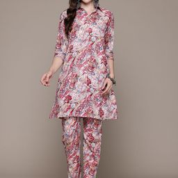 Readiprint Fashions Floral Printed Pure Cotton Tunic With Trousers-image-36