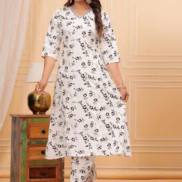KURTI WALA Floral Printed Regular Pure Cotton Kurta with Palazzos-image-23