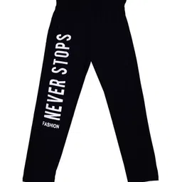 SWEET ANGEL Boys Black Printed Straight-Fit Pure Cotton Track Pants-image-117