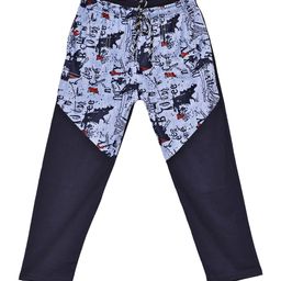 SWEET ANGEL Boys Navy Blue Printed Pure Cotton Regular Fit Track Pants-image-121