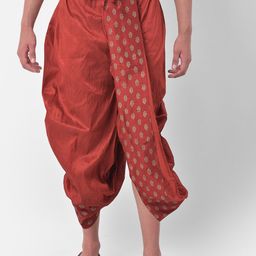 DEYANN Men Red & Gold-Coloured Printed Dhoti Pant-1