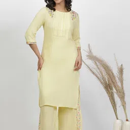 W Floral Embroidered Regular Thread Work Kurta with Trousers-52