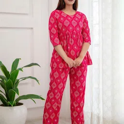 Veshviti Ethnic Motifs Printed Top With Trousers-21
