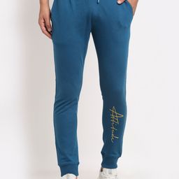 Club York Men Teal Blue Printed Track Pants-image-92
