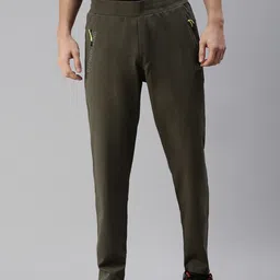 SHOWOFF Men Olive-Green Solid Cotton Track Pant-image-51