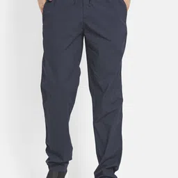 Octave Men Navy Blue Checked Cotton Track Pant-image-23