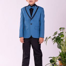 VASTRAMAY Boys Peaked Lapel Collar Single-Breasted Four-Piece Party Suit-image-70