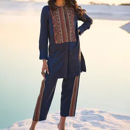 Dash and Dot Embroidered Top With Trousers-image-99
