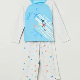 Max Boys Blue & White Printed Night Suit Set-picture-12