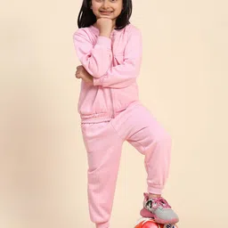 Ameeha Girls Mock Collar Shirt Collar Jacket With Joggers-image-54