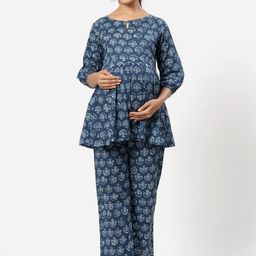 Ikk Kudi by Seerat Women Ethnic Motifs Printed Maternity Pure Cotton Night suit-image-75
