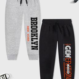 HERE&NOW Boys Pack Of 2 Printed Cotton Joggers-44