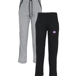 VIMAL JONNEY Pack Of 2 Kids Black & Grey Cotton Track Pants-image-28