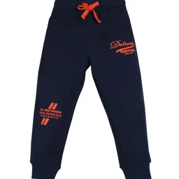PLUM TREE Boys Navy Blue & Orange Printed Loose-Fit Pure Premium Cotton Joggers-image-47