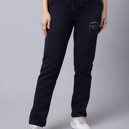 Cantabil Women Navy Blue Solid Cotton Track Pants-image-90