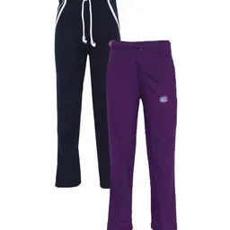 VIMAL JONNEY Kids Pack Of 2 Navy Blue & Purple Track Pants-picture-12
