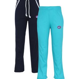 VIMAL JONNEY Kids Pack Of 2 Navy Blue & Turquoise Blue Track Pants-image-106