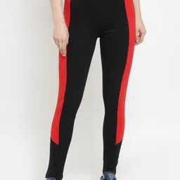 Boston Club Women Black& Red Colourblocked Track Pants-image-49