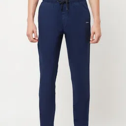 Octave Men Blue Solid Cotton Track Pants-image-85