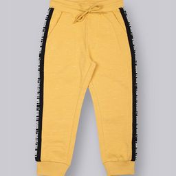 PLUM TREE Boys Yellow & Black Typography Printed Pure Cotton Loose-Fit Joggers-image-51
