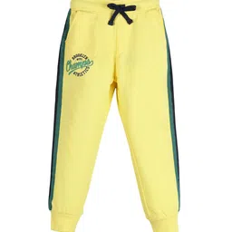 PLUM TREE Boys Yellow Solid Pure Cotton Loose-Fit Joggers-image-74