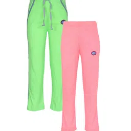 Vimal Jonney Kids Pack of 2 Green & Peach Cotton Track Pants-image-104