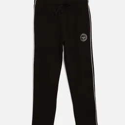 Octave Boys Black Solid Cotton Regular Fit Track Pants-image-1