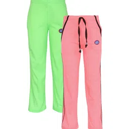 Vimal Jonney Kids Pack of 2 Green & Peach Cotton Track Pants-image-106