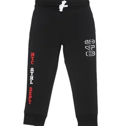 PLUM TREE Boys Black & White Printed Pure Cotton Loose-Fit Joggers-image-102