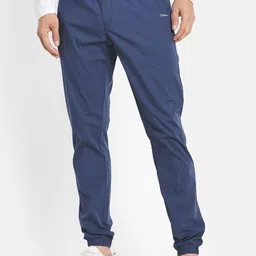 Octave Men Blue Solid Cotton Regular Joggers-image-24