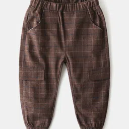 StyleCast Boys Brown Checked Mid Rise Joggers-picture-6