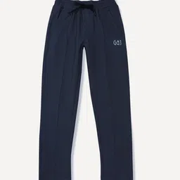 Gini and Jony Boys Navy Blue Solid Track Pants-image-70