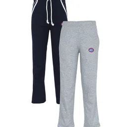 VIMAL JONNEY Kids Pack of 2 Grey & Navy Blue Cotton Track Pants-image-80
