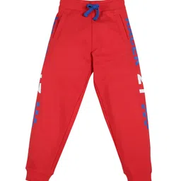 PLUM TREE Boys Red & Blue Printed Loose-Fit Pure Cotton Joggers-image-4
