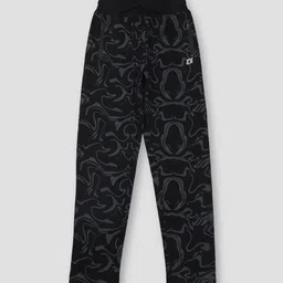 Gini and Jony Boys Black & Grey Printed Elasticated Track Pant-image-89