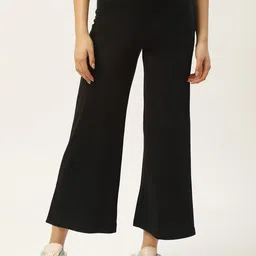 Laabha Women Black Solid Straight Fit Track Pants-picture-16