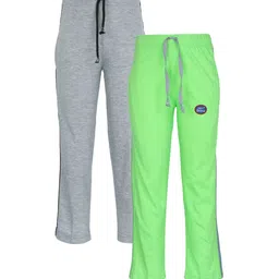 VIMAL JONNEY Kids Grey & Green Pack of 2 Solid Cotton Track Pants-picture-14