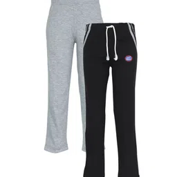 VIMAL JONNEY Unisex Kids Pack Of 2 Black & Grey Solid Track Pants-picture-13