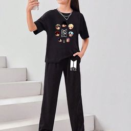 BAESD Girls Cartoon Printed Tshirt With Joggers-picture-2