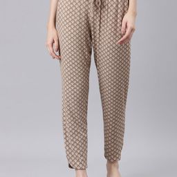 Enamor Women Printed Mid-Rise Lounge Pants-image-60
